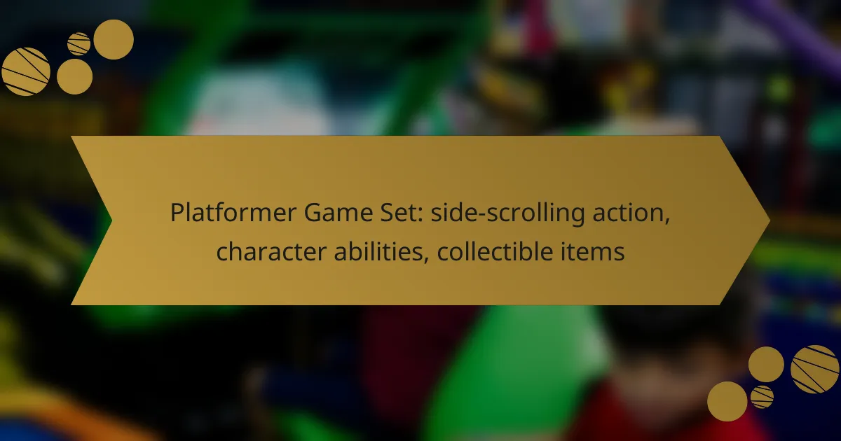 Platformer Game Set: side-scrolling action, character abilities, collectible items